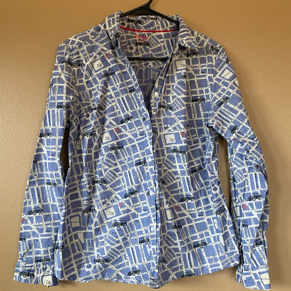 Boden womens button-up, London map print, estimate US6/8